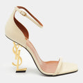 Saint Laurent Cream Leather Opyum Sandals