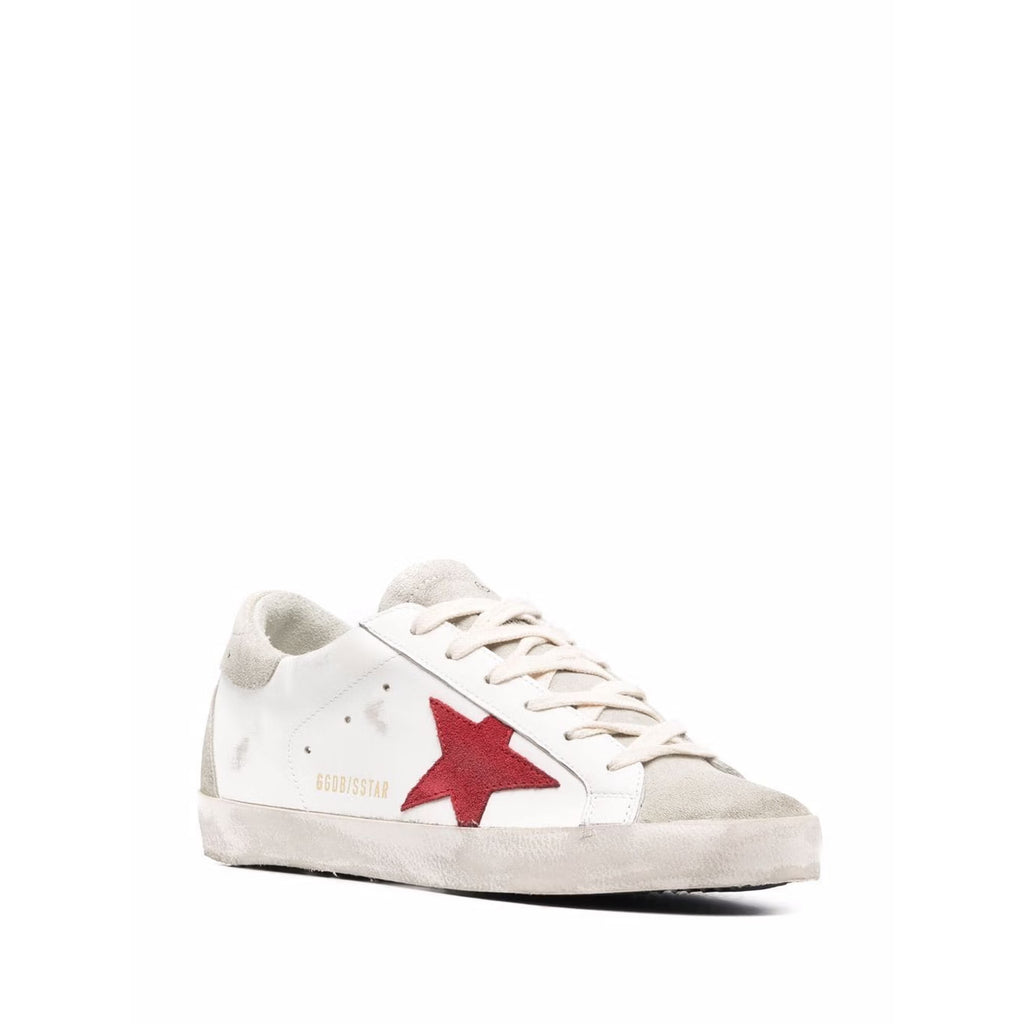 GOLDEN GOOSE Superstar red suede star and grey heels tab