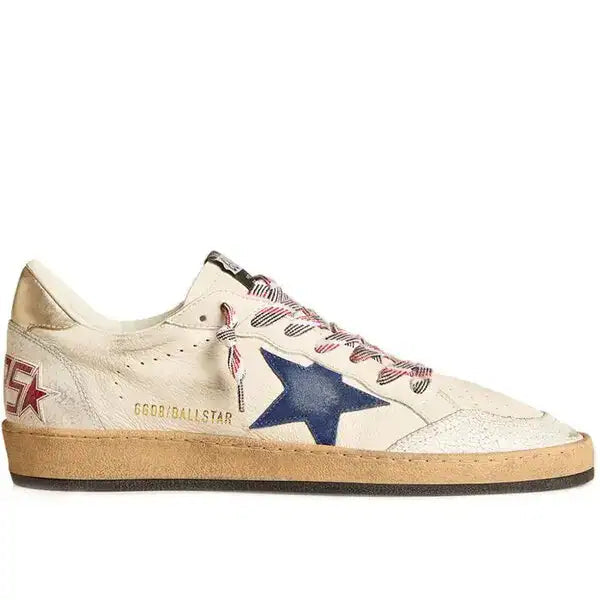 Ball Star trainers in nappa leather with blue suede star and platinum leather heels tab