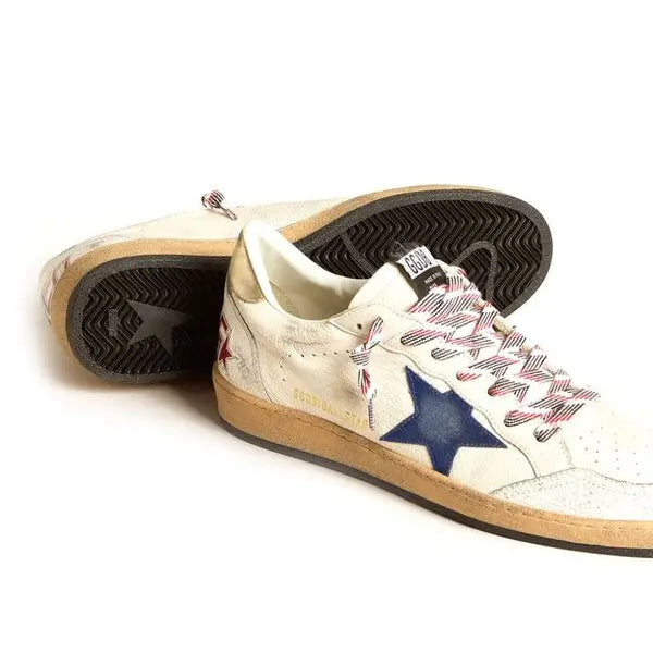 Ball Star trainers in nappa leather with blue suede star and platinum leather heels tab