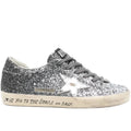 Golden Goose Super Star trainers with glitter upper and silver metallic leather star