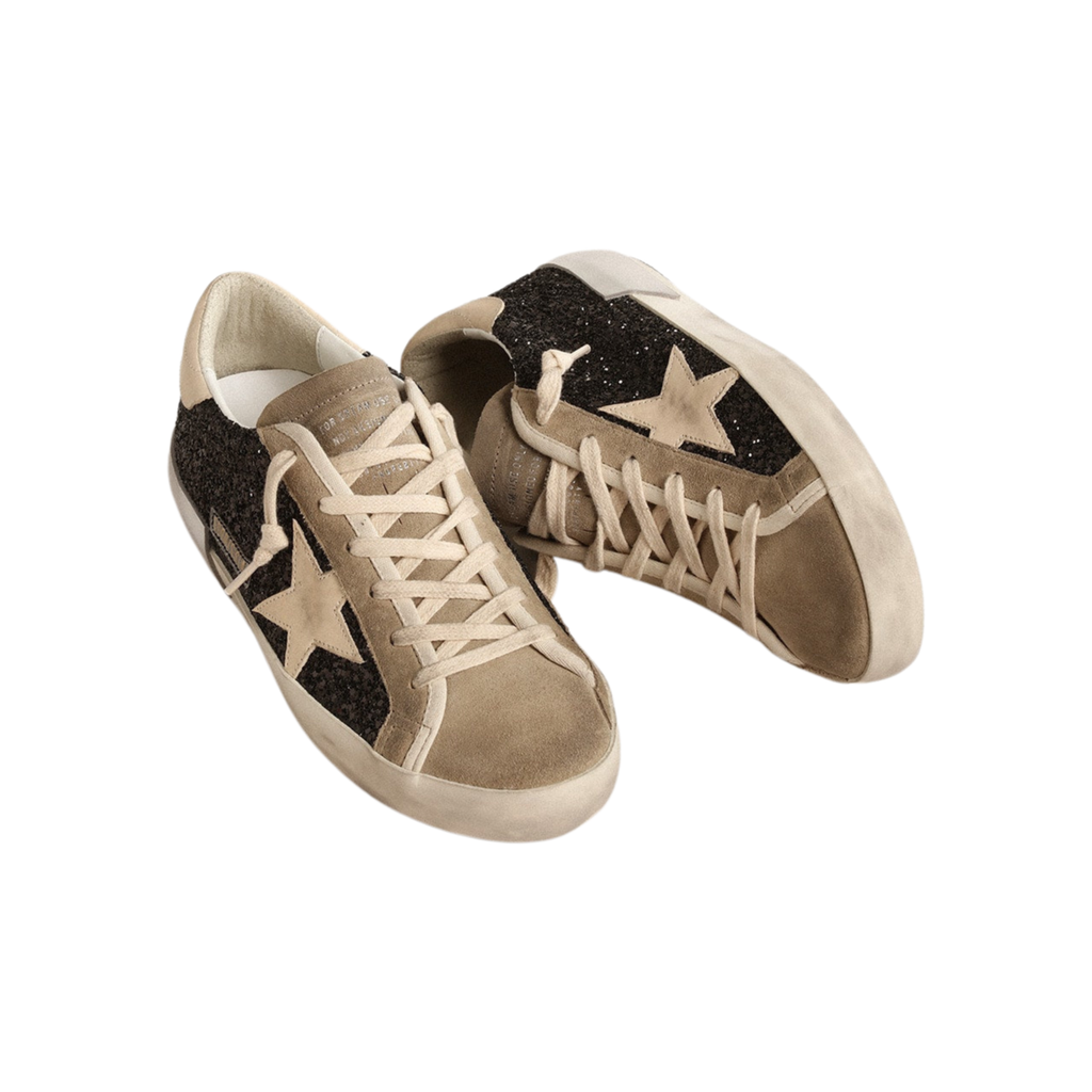 Golden Goose Super-Star 'Black Glitter Cream Star' (Women)