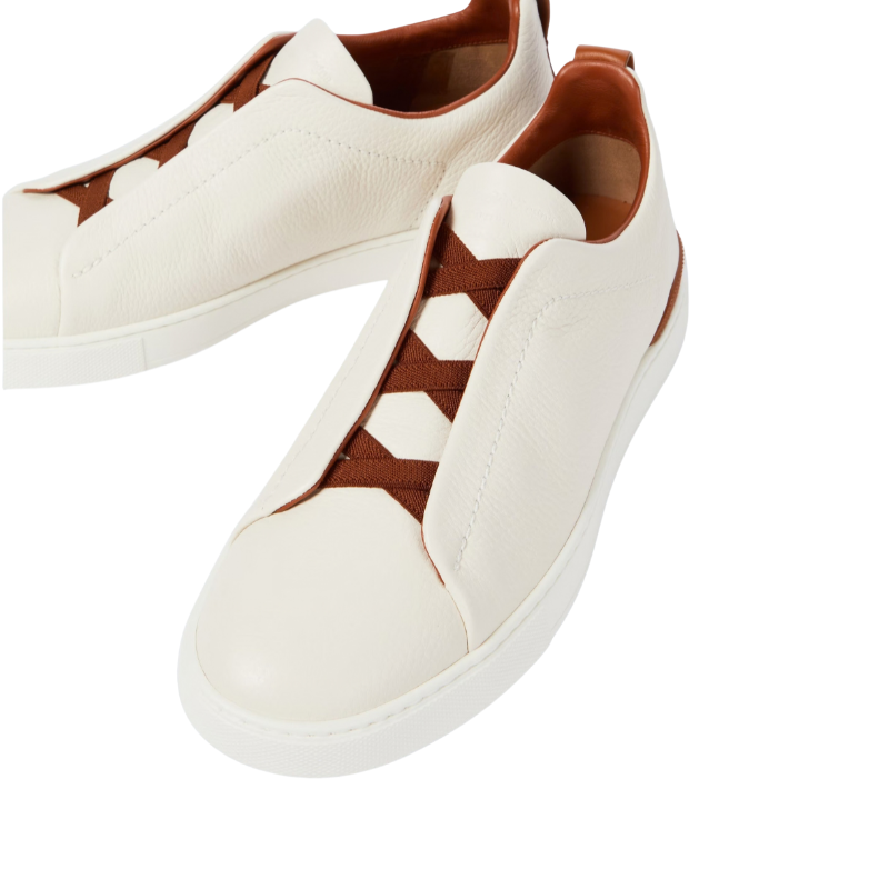 Zegna Triple Stitch leather sneakers WHITE TRIPLE STITCH