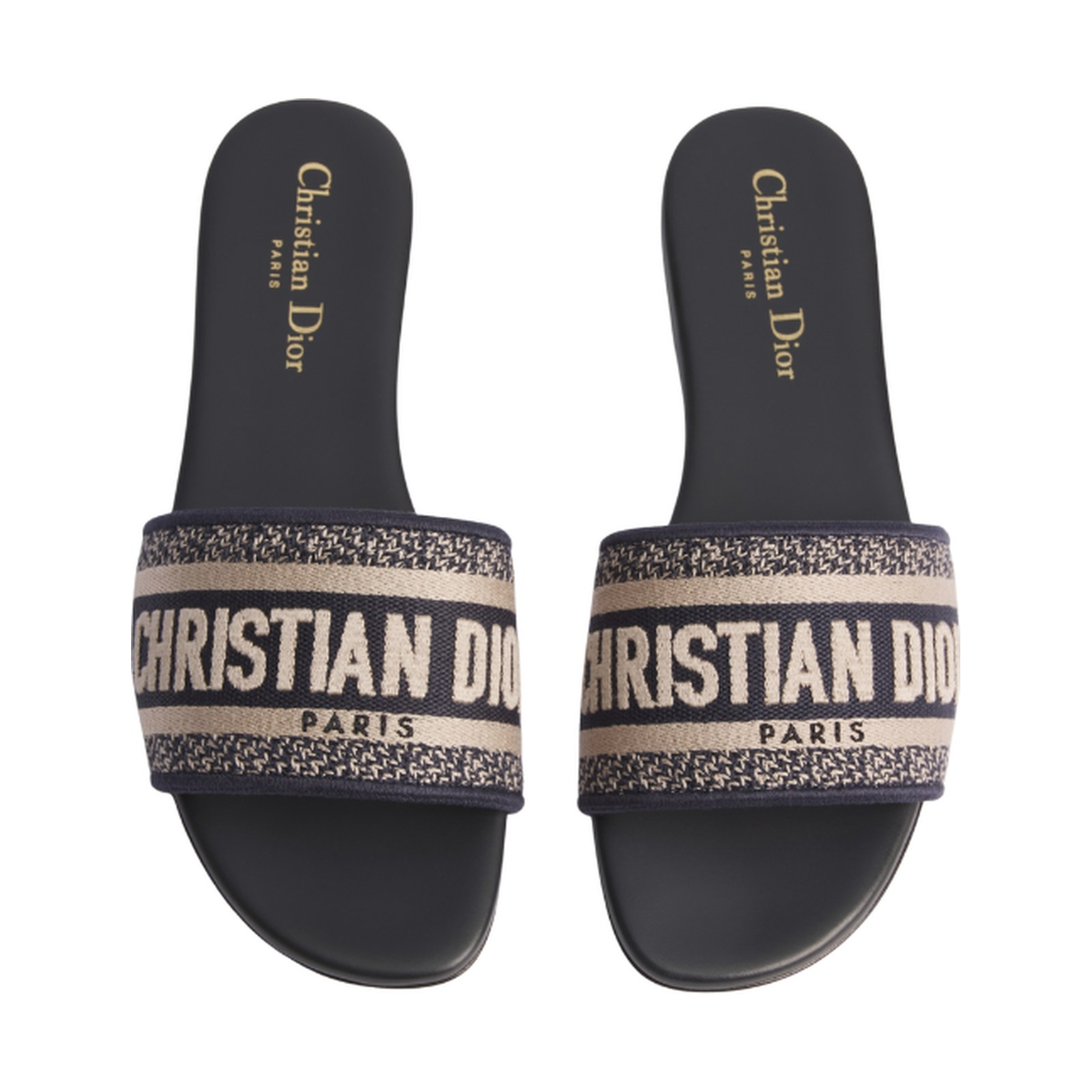 Dior Dway Slide 'Deep Blue Embroidered Cotton' (Women)
