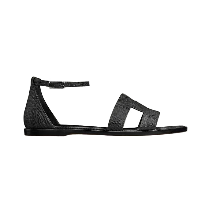 Hermès Santorini Sandals Étoupe Black