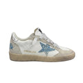Golden Goose Ball Star crafted from white leather and featuring the signature star detail embellished with sparkling crystals on the side.