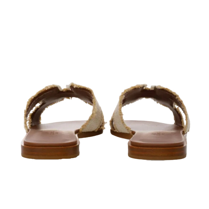 HERMES Oran Sandal Beige in Fringed Linen Canvas