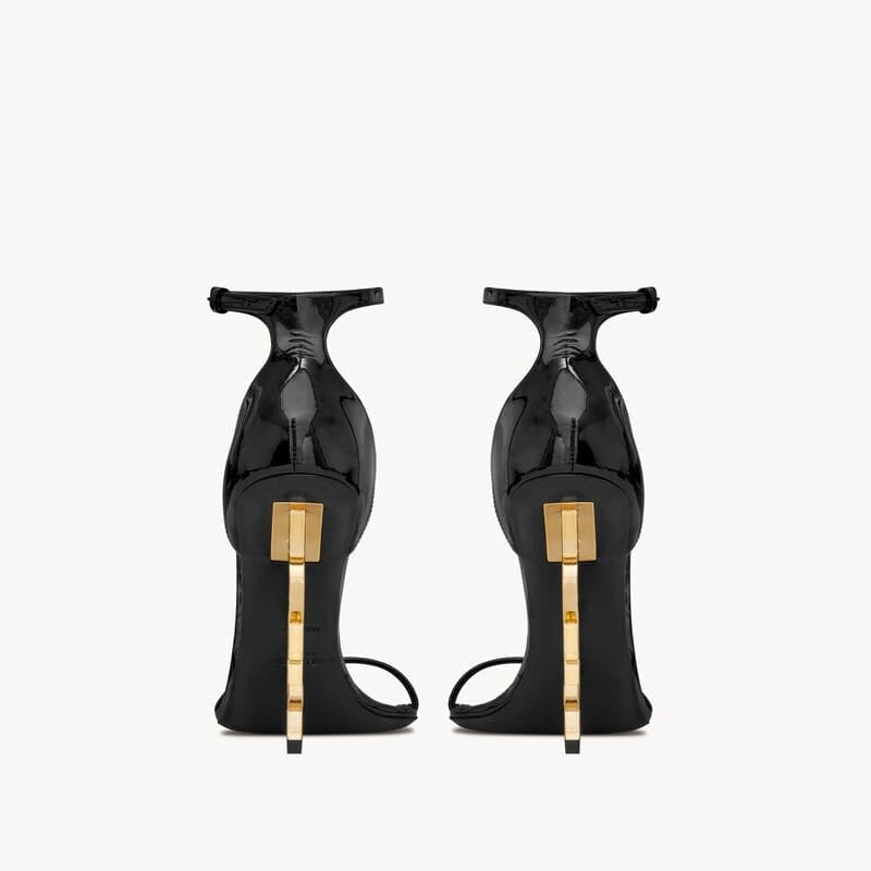 saint laurent OPYUM Sandals in patent leather BLACK