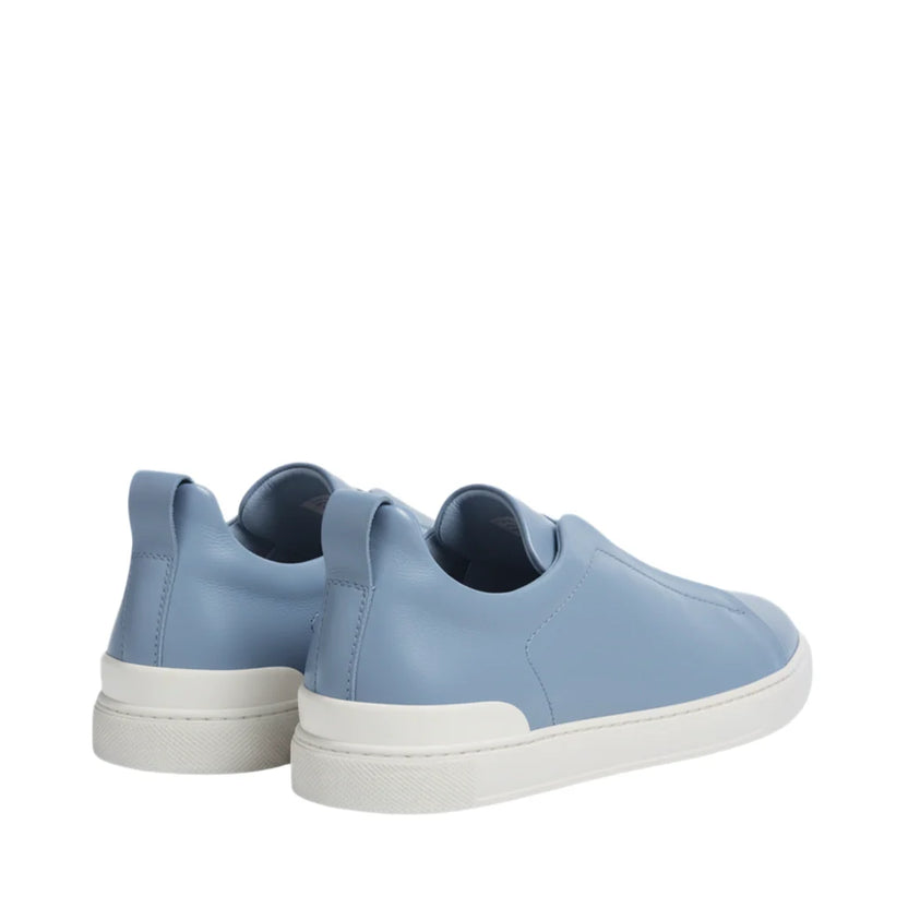 Zegna Triple Stitch Leather light Blue sneakers