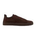 ZEGNA Dark Brown Suede Triple Stitch Espadrilles